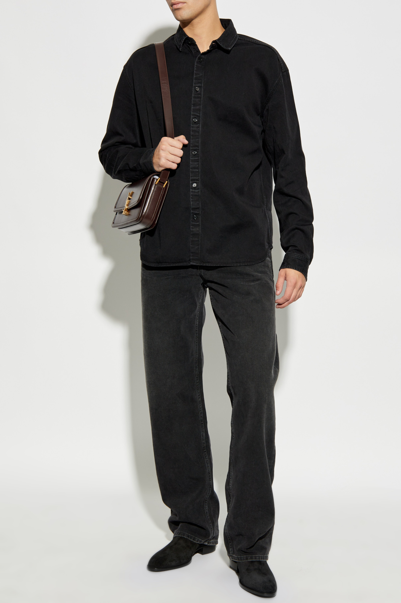 Saint Laurent Denim shirt with embroidered logo | Men's | Vitkac